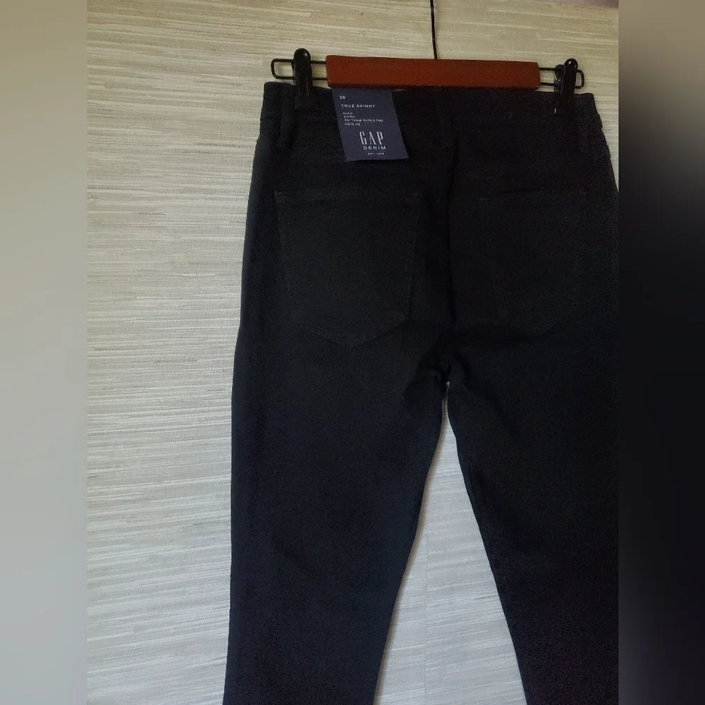 GAP Mid Rise Sculpt True Skinny Ankle Jeans Black Stretch Size 26/2 RT$99 NWT